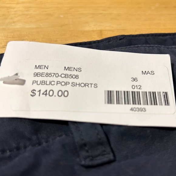 NWT Mens Em's of Masons Navy Blue Cotton Flat Front Public Pop Chino Shorts 36 * - Picture 7 of 7